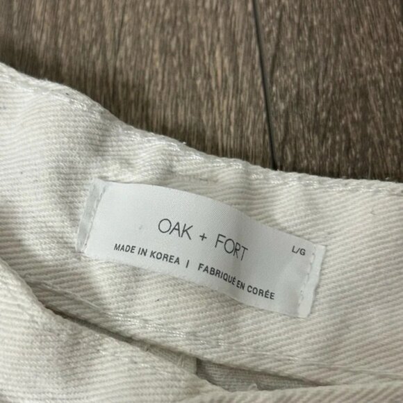 Oak + Fort Bermuda Jorts Jean Shorts High Rise Cutoffs Distressed denim Large - Picture 7 of 16